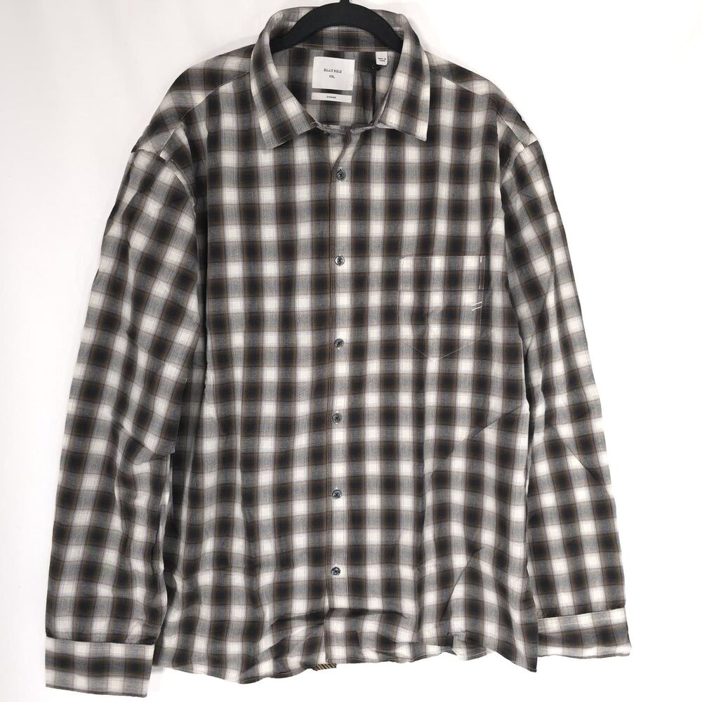 BILLY REID New Shadow‎ Plaid Tuscumbia Standard Shirt XXL Black Multi 102-1720